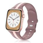 For Apple Watch 7 41mm Contrast Dual Color Silicone Watch Band(Purple Pink)