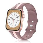 For Apple Watch 7 45mm Contrast Dual Color Silicone Watch Band(Purple Pink)