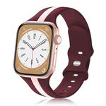 For Apple Watch SE 40mm Contrast Dual Color Silicone Watch Band(Wine Red Pink)