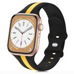 For Apple Watch SE 44mm Contrast Dual Color Silicone Watch Band(Black Yellow)