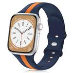 For Apple Watch 3 38mm Contrast Dual Color Silicone Watch Band(Orange Blue)