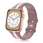 For Apple Watch 38mm Contrast Dual Color Silicone Watch Band(Purple Pink)