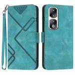 For Honor 90 Pro Line Pattern Skin Feel Leather Phone Case(Light Blue)