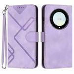 For Honor X40 5G Line Pattern Skin Feel Leather Phone Case(Light Purple)