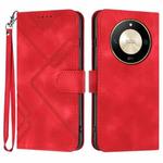 For Honor X50 Line Pattern Skin Feel Leather Phone Case(Red)