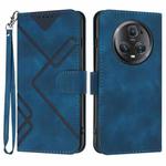 For Honor Magic5 Pro Line Pattern Skin Feel Leather Phone Case(Royal Blue)