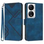 For Honor X7b Line Pattern Skin Feel Leather Phone Case(Royal Blue)