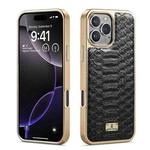 For iPhone 16 Pro Max Fierre Shann Python Texture Electroplating PU Phone Case(Black)