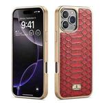 For iPhone 16 Pro Max Fierre Shann Python Texture Electroplating PU Phone Case(Red)