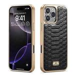 For iPhone 16 Pro Fierre Shann Python Texture Electroplating PU Phone Case(Black)