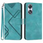 For OPPO A58 Line Pattern Skin Feel Leather Phone Case(Light Blue)