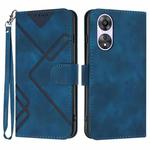 For OPPO A58 Line Pattern Skin Feel Leather Phone Case(Royal Blue)