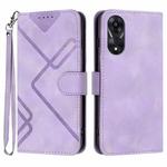 For OPPO A78 Line Pattern Skin Feel Leather Phone Case(Light Purple)