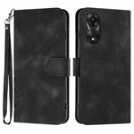 For OPPO A78 Line Pattern Skin Feel Leather Phone Case(Black)
