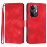 For OPPO K11 Line Pattern Skin Feel Leather Phone Case(Red)