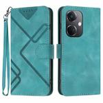 For OPPO K11 Line Pattern Skin Feel Leather Phone Case(Light Blue)