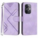 For OPPO K11 Line Pattern Skin Feel Leather Phone Case(Light Purple)