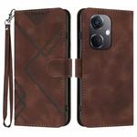 For OPPO K11 Line Pattern Skin Feel Leather Phone Case(Coffee)