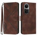 For OPPO Reno10 5G / Reno10 Pro 5G Global Line Pattern Skin Feel Leather Phone Case(Coffee)
