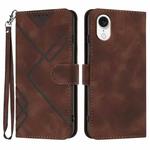 For iPhone SE 2024 Line Pattern Skin Feel Leather Phone Case(Coffee)