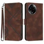 For Realme 11 Line Pattern Skin Feel Leather Phone Case(Coffee)