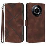 For Realme 11 Pro Line Pattern Skin Feel Leather Phone Case(Coffee)