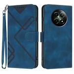 For Realme 12 5G Global Line Pattern Skin Feel Leather Phone Case(Royal Blue)