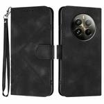 For Realme 12+ 5G Global Line Pattern Skin Feel Leather Phone Case(Black)