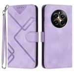 For Realme 12 Pro 5G Global/12 Pro+ 5G Global Line Pattern Skin Feel Leather Phone Case(Light Purple)