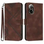 For Realme C67 4G Global Line Pattern Skin Feel Leather Phone Case(Coffee)