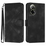 For Realme C67 4G Global Line Pattern Skin Feel Leather Phone Case(Black)