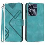 For Realme C55 4G Global/Narzo N55 Line Pattern Skin Feel Leather Phone Case(Light Blue)