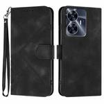 For Realme C55 4G Global/Narzo N55 Line Pattern Skin Feel Leather Phone Case(Black)
