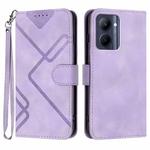 For Realme C33 2022 Global/2023 Global Line Pattern Skin Feel Leather Phone Case(Light Purple)