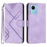 For Realme C30 4G/Narzo 50i Prime/C30s Line Pattern Skin Feel Leather Phone Case(Light Purple)