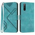 For Sony Xperia 10 V 2023 Line Pattern Skin Feel Leather Phone Case(Light Blue)