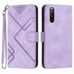 For Sony Xperia 10 V 2023 Line Pattern Skin Feel Leather Phone Case(Light Purple)