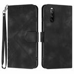 For Sony Xperia 10 V 2023 Line Pattern Skin Feel Leather Phone Case(Black)