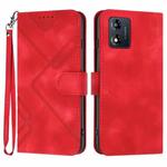For Motorola Moto E13 Line Pattern Skin Feel Leather Phone Case(Red)