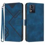 For Motorola Moto E13 Line Pattern Skin Feel Leather Phone Case(Royal Blue)