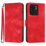 For Motorola Edge 40 Line Pattern Skin Feel Leather Phone Case(Red)