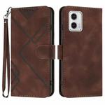 For Motorola Moto G 5G 2023 Line Pattern Skin Feel Leather Phone Case(Coffee)