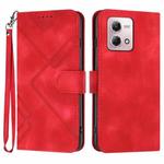 For Motorola Moto G Stylus 5G 2023 Line Pattern Skin Feel Leather Phone Case(Red)