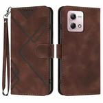 For Motorola Moto G Stylus 5G 2023 Line Pattern Skin Feel Leather Phone Case(Coffee)