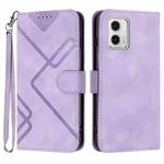 For Motorola Moto G53 Line Pattern Skin Feel Leather Phone Case(Light Purple)