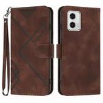 For Motorola Moto G53 Line Pattern Skin Feel Leather Phone Case(Coffee)