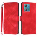 For Motorola Edge 40 Neo 5G Line Pattern Skin Feel Leather Phone Case(Red)