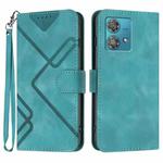 For Motorola Edge 40 Neo 5G Line Pattern Skin Feel Leather Phone Case(Light Blue)