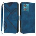 For Motorola Edge 40 Neo 5G Line Pattern Skin Feel Leather Phone Case(Royal Blue)