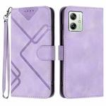 For Motorola Moto G54 Global Line Pattern Skin Feel Leather Phone Case(Light Purple)